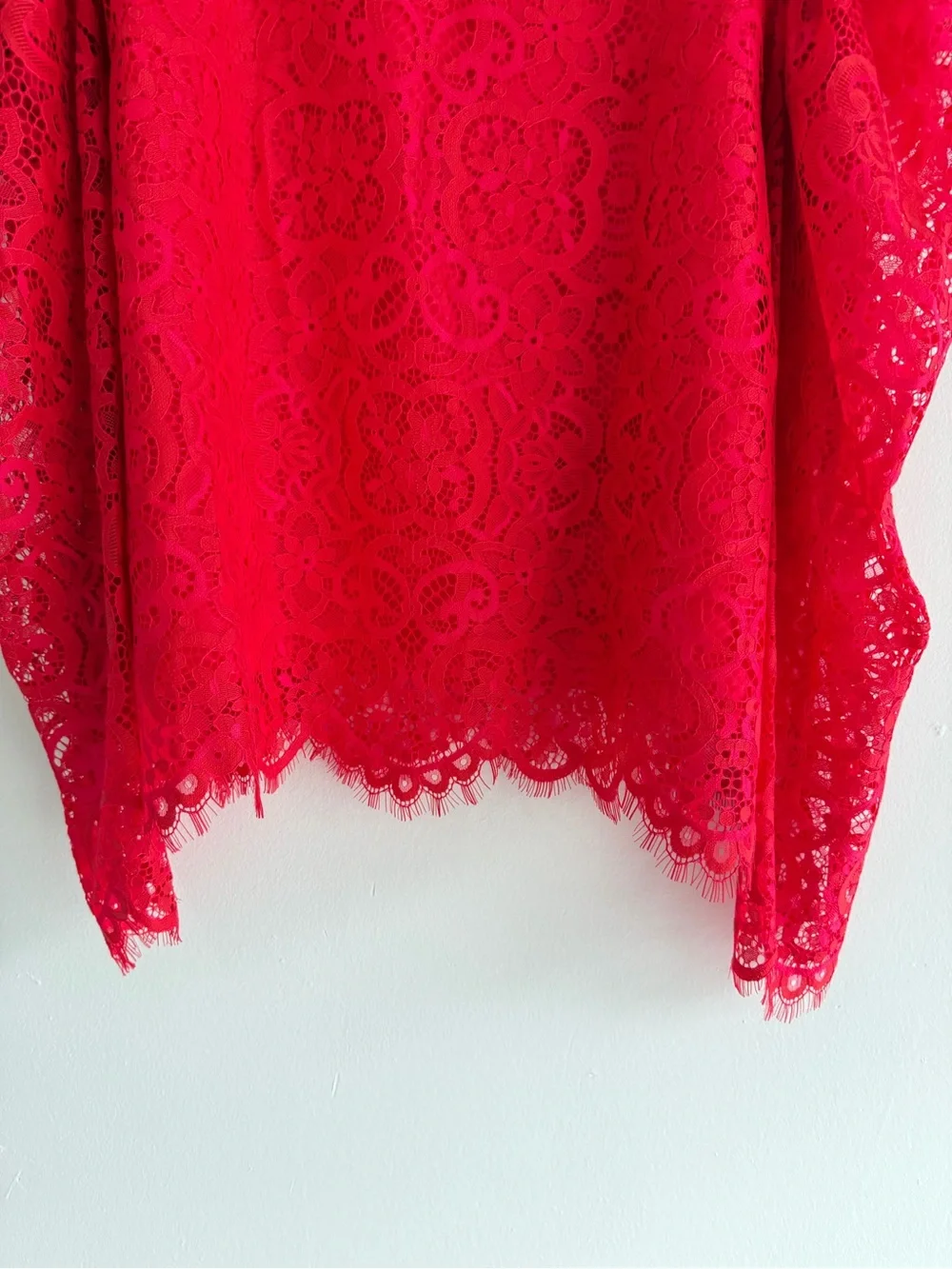 Lilly Pulitzer Ruby Red Averi Long Sleeve Lace Blouse Size XL 8944